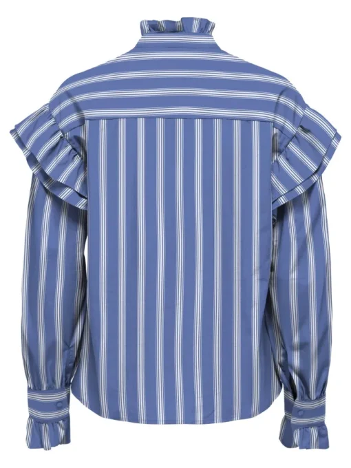 Only Malou LS Frill Stripe Skjorte Wedgewood/White