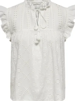 Only Reva Life S/L Embroiderie Top Cloud Dancer NOS25