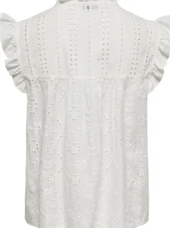 Only Reva Life S/L Embroiderie Top Cloud Dancer NOS25