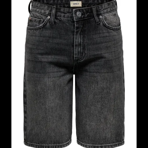 Only Sonny HW Wide Denim Shorts Washed Black NOS25