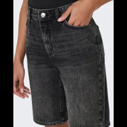 Only Sonny HW Wide Denim Shorts Washed Black NOS25