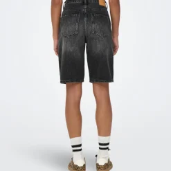 Only Sonny HW Wide Denim Shorts Washed Black NOS25