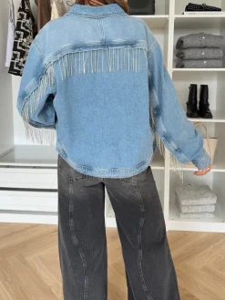Only Sunset LS Rhinestone Jakke Light Blue Denim