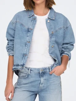 Only Sunset LS Rhinestone Jakke Light Blue Denim