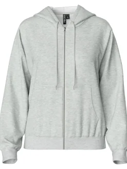 Pieces Chilli LS Zip Hoodie Light Grey Melange NO25