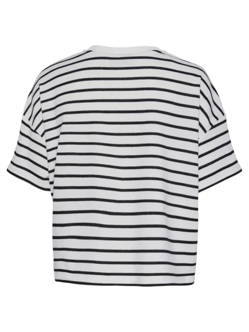 Pieces Chilli Summer 2/4 Sweat Stripe T-shirt Cloud Dancer/Black NOS25