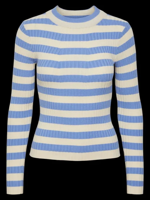Pieces Crista Ls O-Neck Strik Hydrangea NOA24