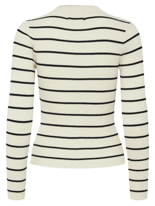 Pieces Crista LS O-Neck Strik Birch/Black Stripes