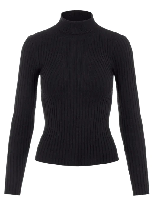 Pieces Crista Roll Neck Strik Black