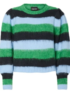 Pieces Ficca LS Short Strik Fern Green