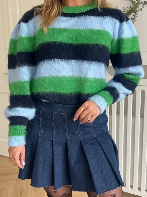 Pieces Ficca LS Short Strik Fern Green