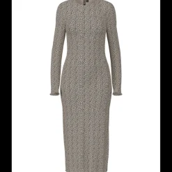Pieces Flora LS Midi Kjole Natural Leo NOS25
