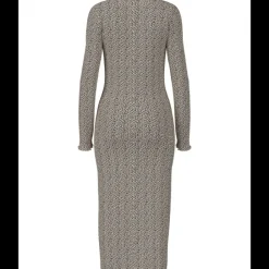 Pieces Flora LS Midi Kjole Natural Leo NOS25