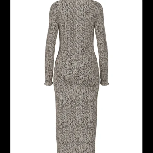 Pieces Flora LS Midi Kjole Natural Leo NOS25