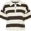Pieces Jassy SS Short Polo Strik Delicioso Stripes/Coconut Milk