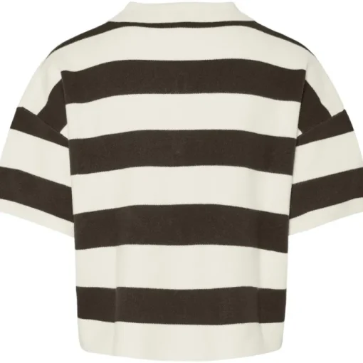 Pieces Jassy SS Short Polo Strik Delicioso Stripes/Coconut Milk