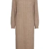 Pieces Maggy LS Strikkjole Taupe Gray