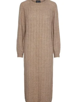 Pieces Maggy LS Strikkjole Taupe Gray