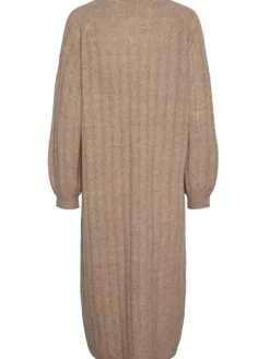 Pieces Maggy LS Strikkjole Taupe Gray
