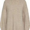 Pieces Malou LS Rollneck Knit Bluse Taupe Grey NOS25
