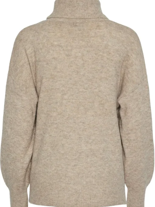 Pieces Malou LS Rollneck Knit Bluse Taupe Grey NOS25