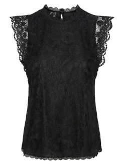 Pieces Olline Lace Top Black