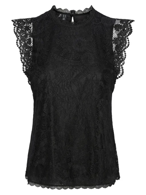 Pieces Olline Lace Top Black