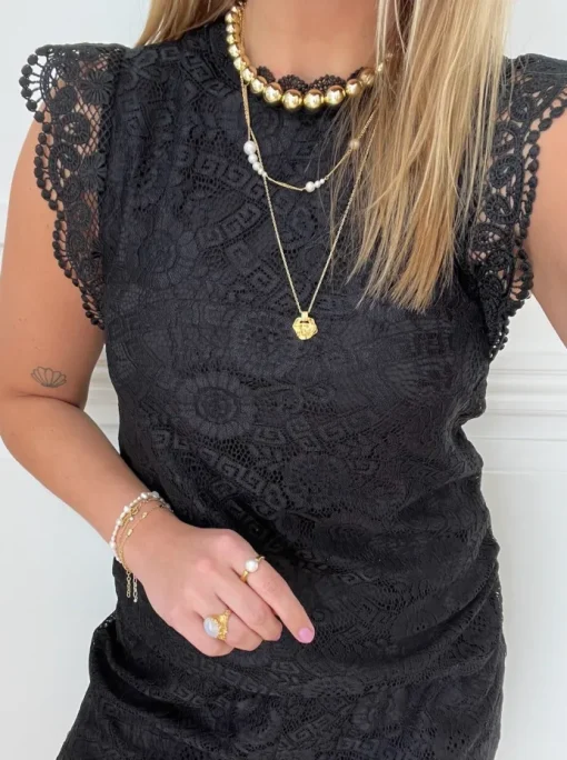 Pieces Olline Lace Top Black
