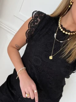 Pieces Olline Lace Top Black