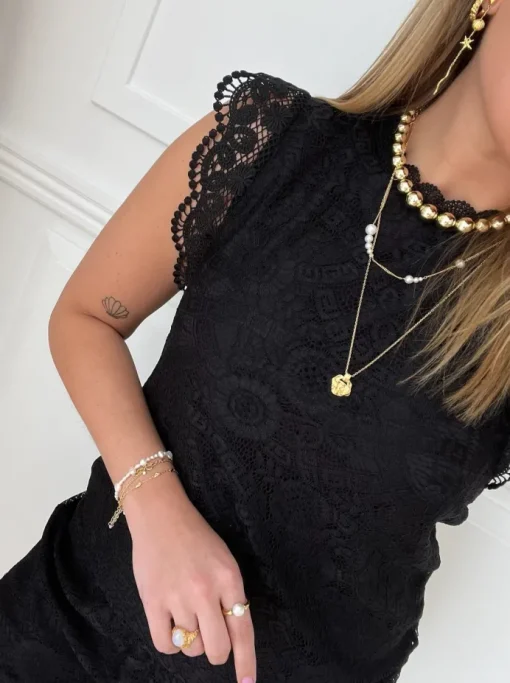 Pieces Olline Lace Top Black