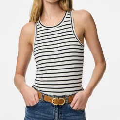 Pieces Ruka Boxer Tank Top Cloud Dancer/Black NOS25