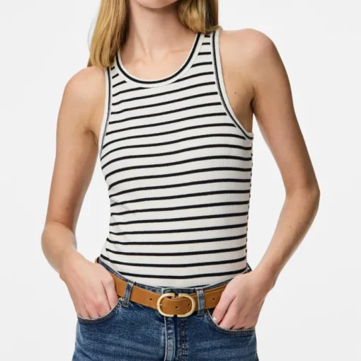 Pieces Ruka Boxer Tank Top Cloud Dancer/Black NOS25