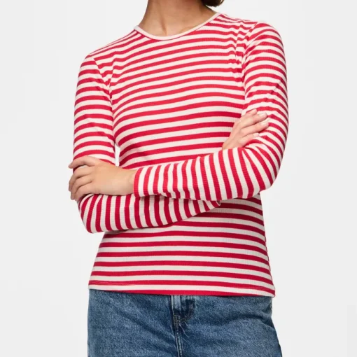 Pieces Ruka LS Bluse Lollipop Stripes/Cloud Dancer NO25