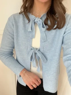 Pieces Silly LS Tie Knit Cardigan Cashmere Blue NOS25