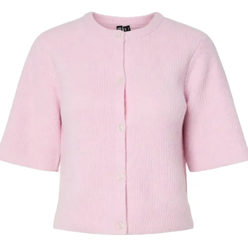 Pieces Silly SS O-Neck Knit Cardigan Roseate Spoonbill NOS25