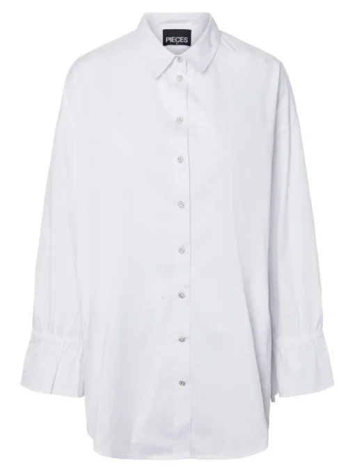 Pieces Tessi Oversized Skjorte Bright White