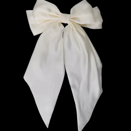 Renee Satin Bow Hårspænde Off White