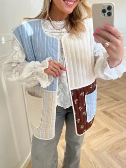 Stories From The Atelier Spring Love Vest White/Blue/Brown